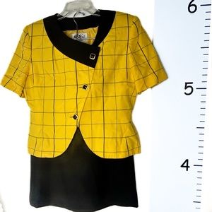 Le‎ Suit Yellow & Black 2PC Skirt Blazer Set 12P